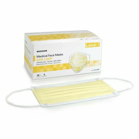 MCKESSON ASTM Level 1 Medical Face Masks, Yellow, 50PK 91-2101